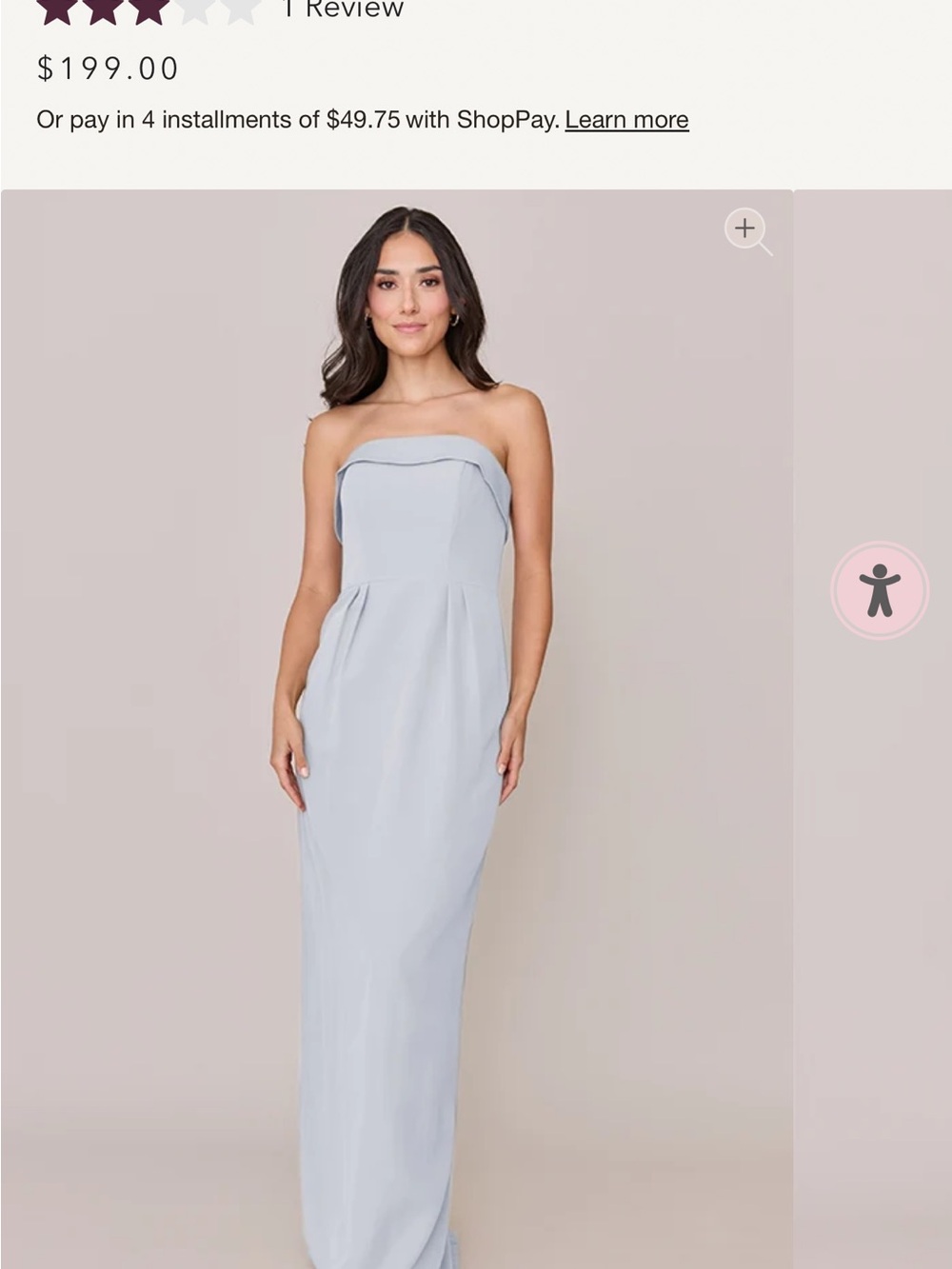 Revelry Strapless Sky Blue Caroline Crepe Dress